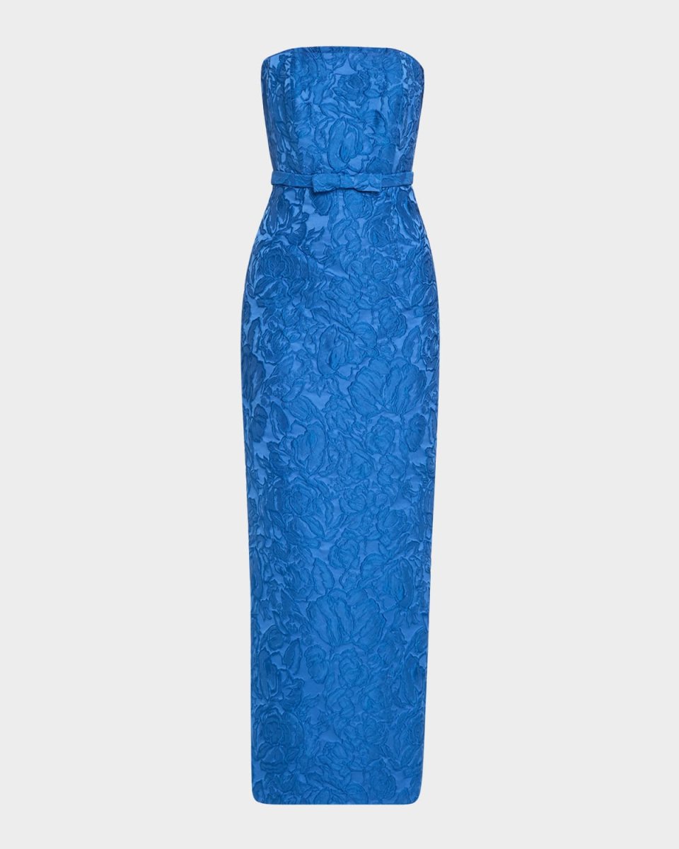 Sophia Strapless Floral Jacquard Column Gown